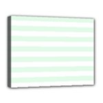 Horizontal Stripes - White and Pale Green Canvas 14  x 11  (Stretched)