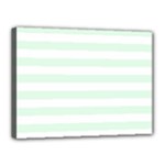 Horizontal Stripes - White and Pale Green Canvas 16  x 12  (Stretched)