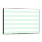 Horizontal Stripes - White and Pale Green Canvas 18  x 12  (Stretched)