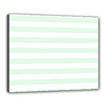 Horizontal Stripes - White and Pale Green Canvas 20  x 16  (Stretched)