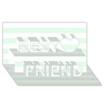 Horizontal Stripes - White and Pale Green Best Friends 3D Greeting Card (8x4)