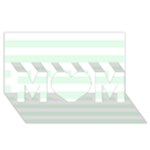 Horizontal Stripes - White and Pale Green MOM 3D Greeting Card (8x4)