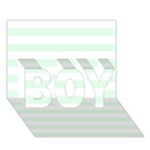 Horizontal Stripes - White and Pale Green BOY 3D Greeting Card (7x5)