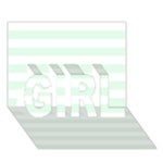 Horizontal Stripes - White and Pale Green GIRL 3D Greeting Card (7x5)