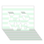 Horizontal Stripes - White and Pale Green LOVE 3D Greeting Card (7x5)