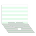 Horizontal Stripes - White and Pale Green Heart Bottom 3D Greeting Card (7x5)