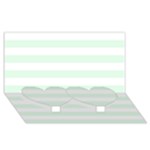 Horizontal Stripes - White and Pale Green Twin Heart Bottom 3D Greeting Card (8x4)