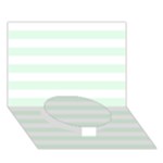 Horizontal Stripes - White and Pale Green Circle Bottom 3D Greeting Card (7x5)