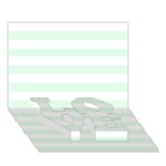 Horizontal Stripes - White and Pale Green LOVE Bottom 3D Greeting Card (7x5)