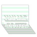 Horizontal Stripes - White and Pale Green YOU ARE INVITED 3D Greeting Card (7x5)