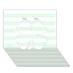 Horizontal Stripes - White and Pale Green Clover 3D Greeting Card (7x5)