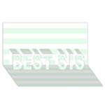 Horizontal Stripes - White and Pale Green BEST SIS 3D Greeting Card (8x4)