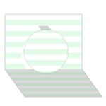Horizontal Stripes - White and Pale Green Circle 3D Greeting Card (7x5)