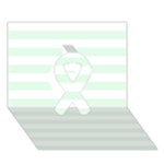 Horizontal Stripes - White and Pale Green Ribbon 3D Greeting Card (7x5)