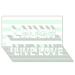 Horizontal Stripes - White and Pale Green Laugh Live Love 3D Greeting Card (8x4)