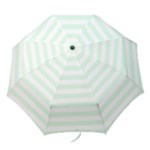 Horizontal Stripes - White and Pale Green Folding Umbrella