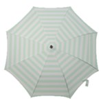 Horizontal Stripes - White and Pale Green Hook Handle Umbrella (Large)