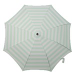 Horizontal Stripes - White and Pale Green Hook Handle Umbrella (Small)