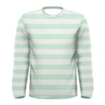 Horizontal Stripes - White and Pastel Green Men s Long Sleeve T-shirt