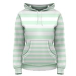 Horizontal Stripes - White and Pastel Green Women s Pullover Hoodie