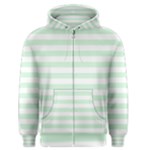 Horizontal Stripes - White and Pastel Green Men s Zipper Hoodie
