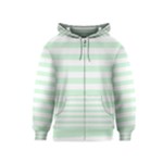 Horizontal Stripes - White and Pastel Green Kid s Zipper Hoodie