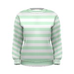 Horizontal Stripes - White and Pastel Green Women s Sweatshirt