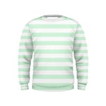 Horizontal Stripes - White and Pastel Green Kid s Sweatshirt