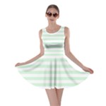 Horizontal Stripes - White and Pastel Green Skater Dress