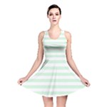 Horizontal Stripes - White and Pastel Green Reversible Skater Dress