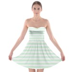 Horizontal Stripes - White and Pastel Green Strapless Bra Top Dress