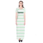 Horizontal Stripes - White and Pastel Green Short Sleeve Maxi Dress