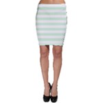 Horizontal Stripes - White and Pastel Green Bodycon Skirt
