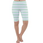 Horizontal Stripes - White and Pastel Green Cropped Leggings