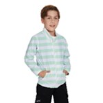 Horizontal Stripes - White and Pastel Green Wind Breaker (Kids)
