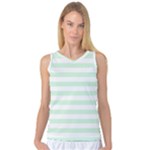 Horizontal Stripes - White and Pastel Green Women s Basketball Tank Top
