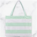 Horizontal Stripes - White and Pastel Green Mini Tote Bag