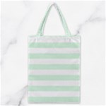 Horizontal Stripes - White and Pastel Green Classic Tote Bag