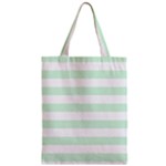 Horizontal Stripes - White and Pastel Green Zipper Classic Tote Bag