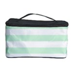 Horizontal Stripes - White and Pastel Green Cosmetic Storage Case