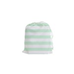 Horizontal Stripes - White and Pastel Green Drawstring Pouch (XS)