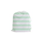 Horizontal Stripes - White and Pastel Green Drawstring Pouch (S)