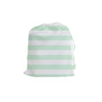 Horizontal Stripes - White and Pastel Green Drawstring Pouch (M)