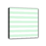Horizontal Stripes - White and Pastel Green Mini Canvas 4  x 4  (Stretched)