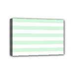 Horizontal Stripes - White and Pastel Green Mini Canvas 6  x 4  (Stretched)
