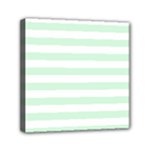 Horizontal Stripes - White and Pastel Green Mini Canvas 6  x 6  (Stretched)
