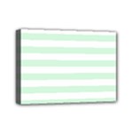 Horizontal Stripes - White and Pastel Green Mini Canvas 7  x 5  (Stretched)