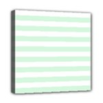 Horizontal Stripes - White and Pastel Green Mini Canvas 8  x 8  (Stretched)