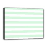 Horizontal Stripes - White and Pastel Green Canvas 16  x 12  (Stretched)