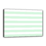 Horizontal Stripes - White and Pastel Green Canvas 18  x 12  (Stretched)